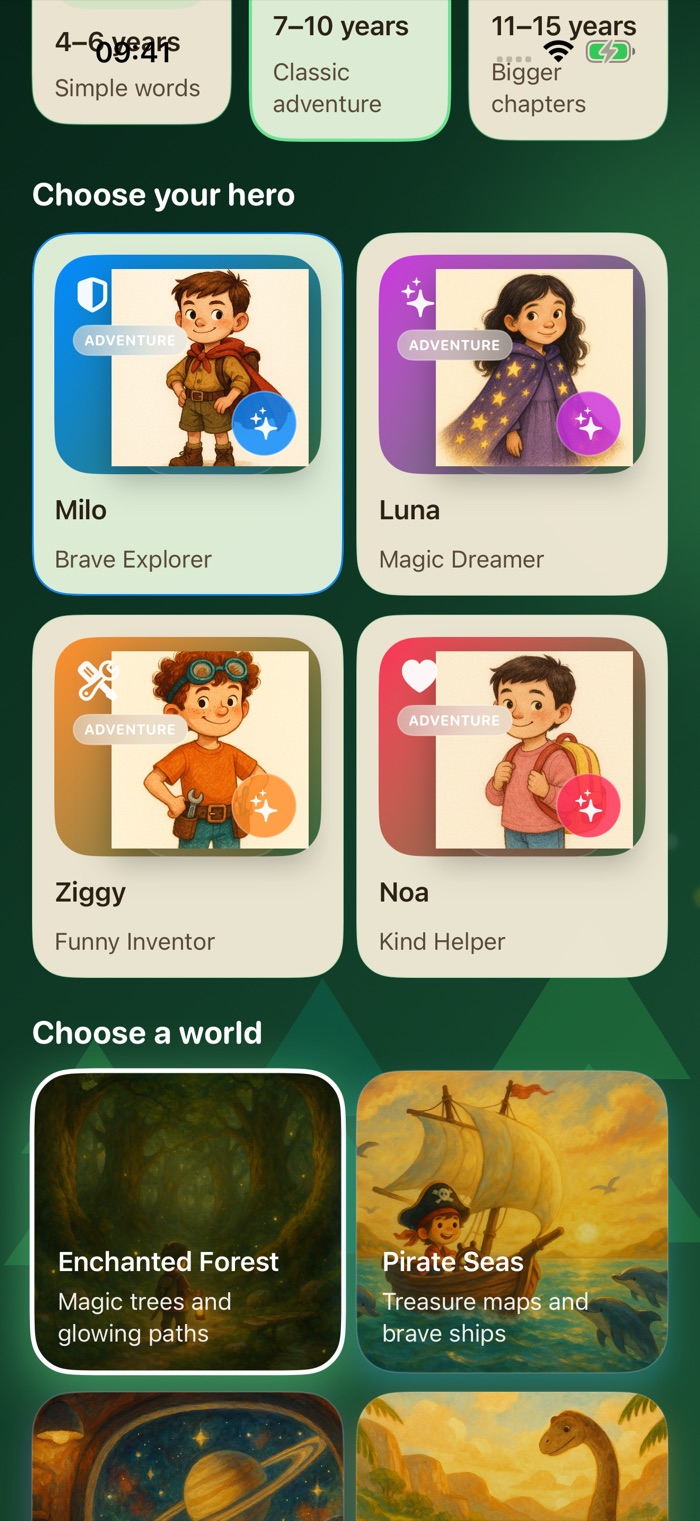 Choose between Milo, Luna, Ziggy and Noa